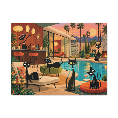 Kate McEnroe New York Atomic Cats Pool Party Palm Springs Mid Century Canvas Wall ArtCanvas Wall Art15105502496955966217