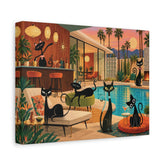 Kate McEnroe New York Atomic Cats Pool Party Palm Springs Mid Century Canvas Wall ArtCanvas Wall Art15105502496955966217