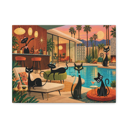 Kate McEnroe New York Atomic Cats Pool Party Palm Springs Mid Century Canvas Wall ArtCanvas Wall Art22988772859894713115