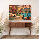 Kate McEnroe New York Atomic Cats Pool Party Palm Springs Mid Century Canvas Wall ArtCanvas Wall Art24010743874258410119