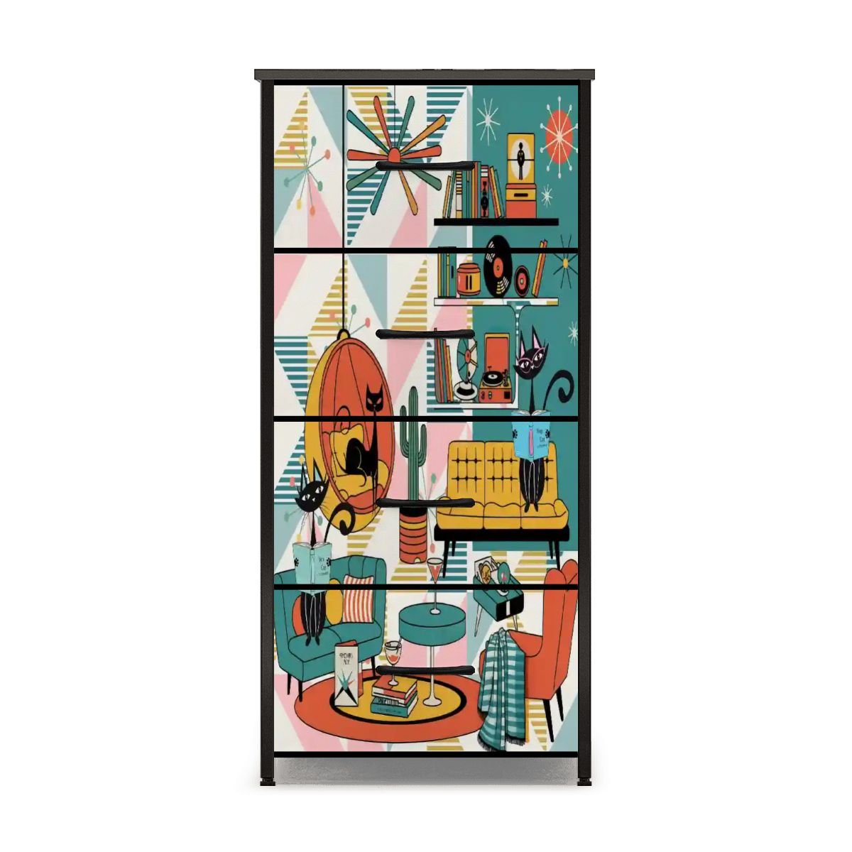 Kate McEnroe New York Atomic Cats Reading Lounge Dresser, Mid Century Modern Sputnik Retro Chest DrawerDressersMqIkrfppMc