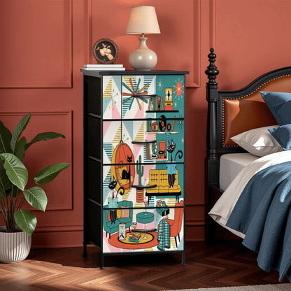 Kate McEnroe New York Atomic Cats Reading Lounge Dresser, Mid Century Modern Sputnik Retro Chest DrawerDressersMqIkrfppMc