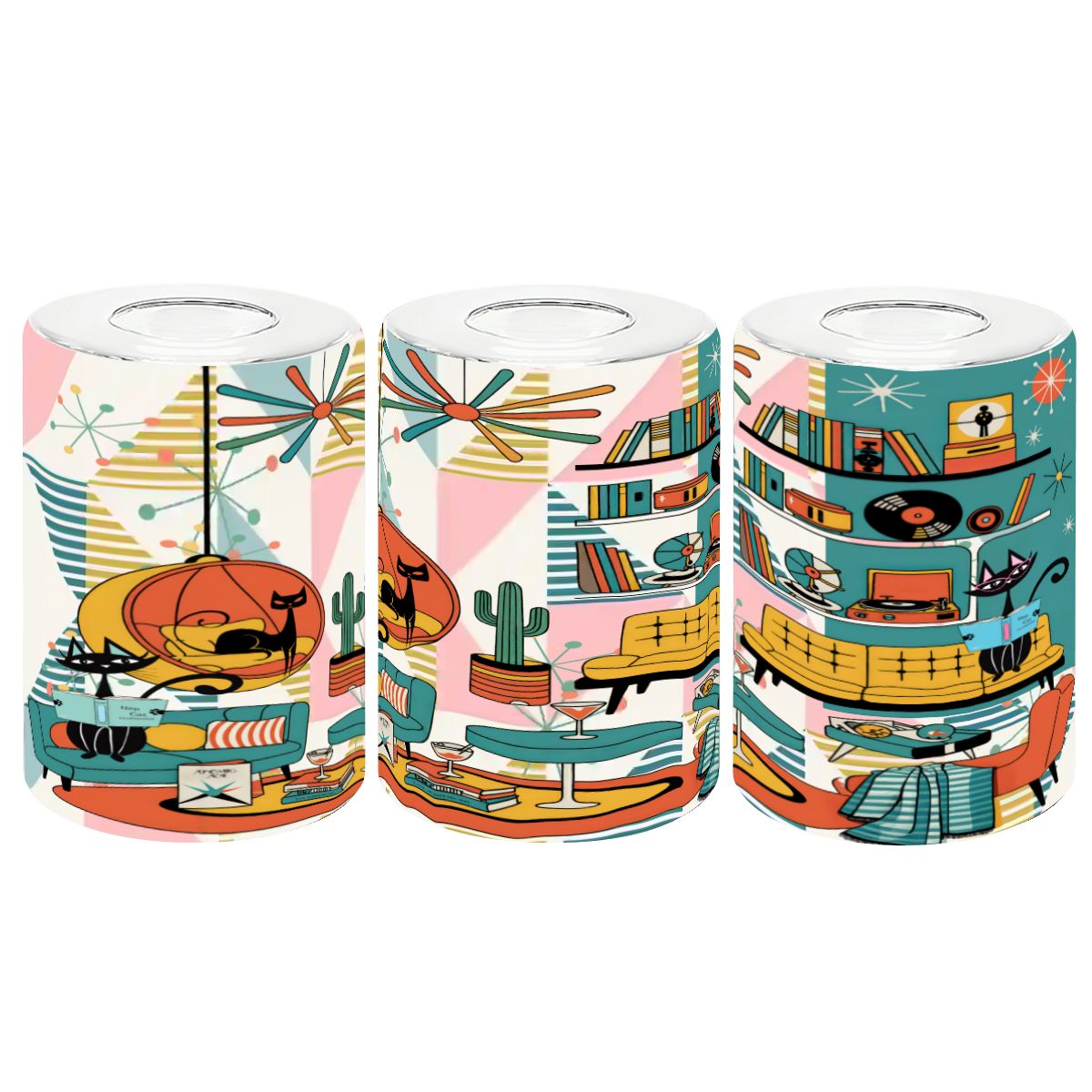 Kate McEnroe New York Atomic Cats Reading Lounge Glass Lamp Shade, Mid Century Modern 50s Sputnik Light CoverLamp ShadesOgYloldOzp