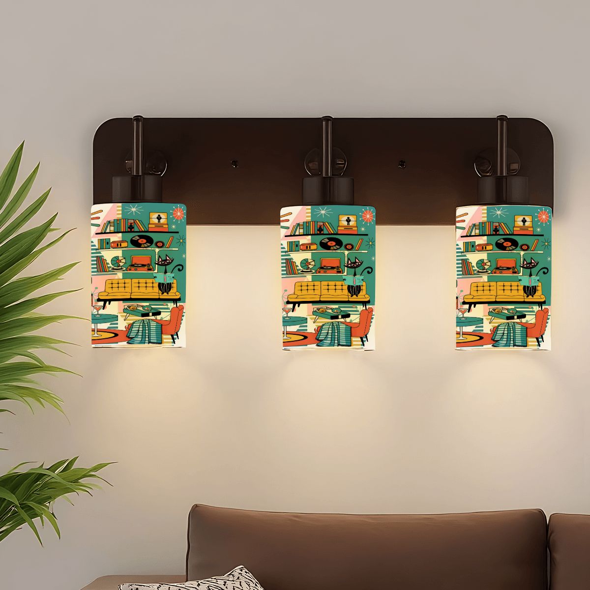 Kate McEnroe New York Atomic Cats Reading Lounge Glass Lamp Shade, Mid Century Modern 50s Sputnik Light CoverLamp ShadesOgYloldOzp