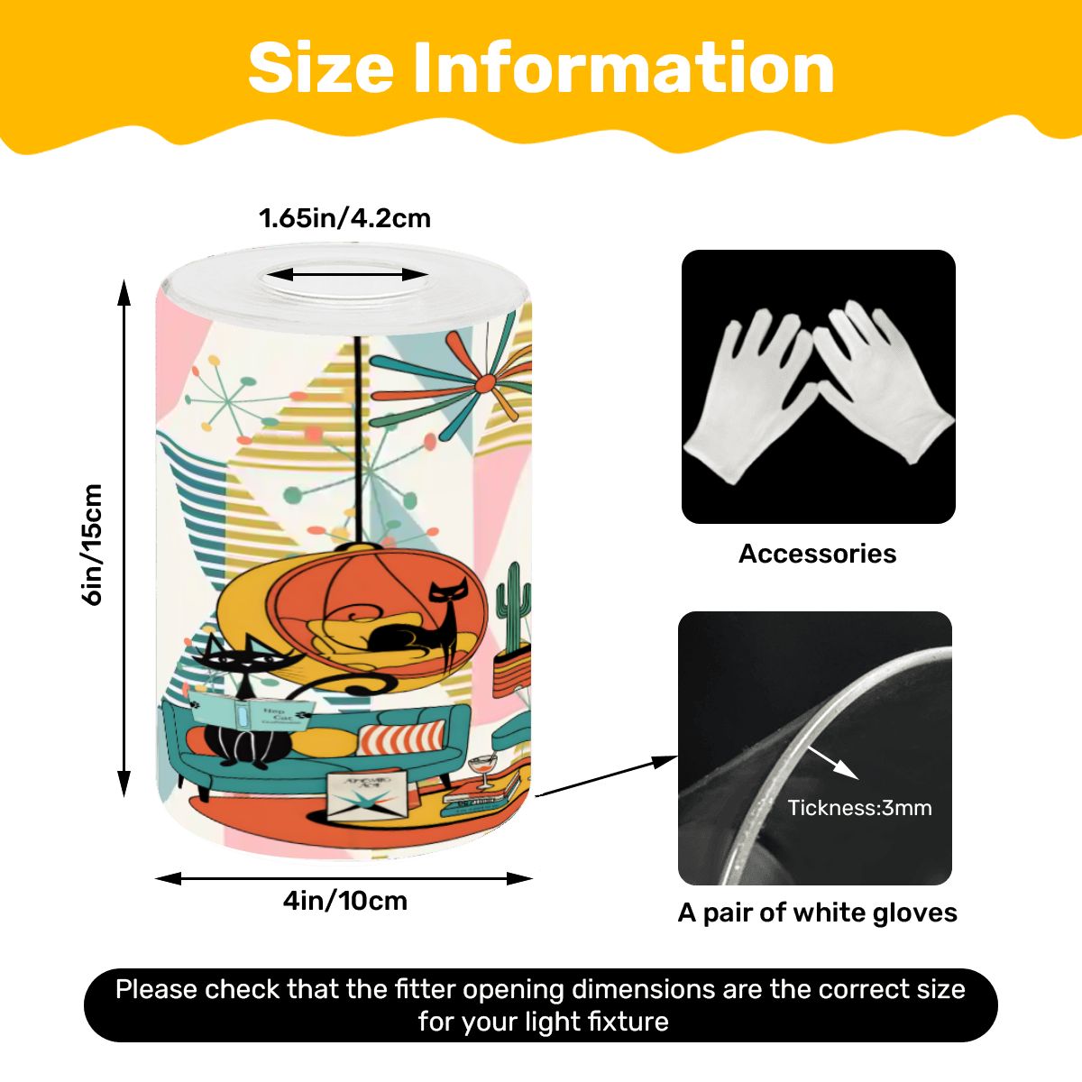 Kate McEnroe New York Atomic Cats Reading Lounge Glass Lamp Shade, Mid Century Modern 50s Sputnik Light CoverLamp ShadesOgYloldOzp