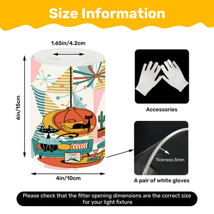 Kate McEnroe New York Atomic Cats Reading Lounge Glass Lamp Shade, Mid Century Modern 50s Sputnik Light CoverLamp ShadesOgYloldOzp