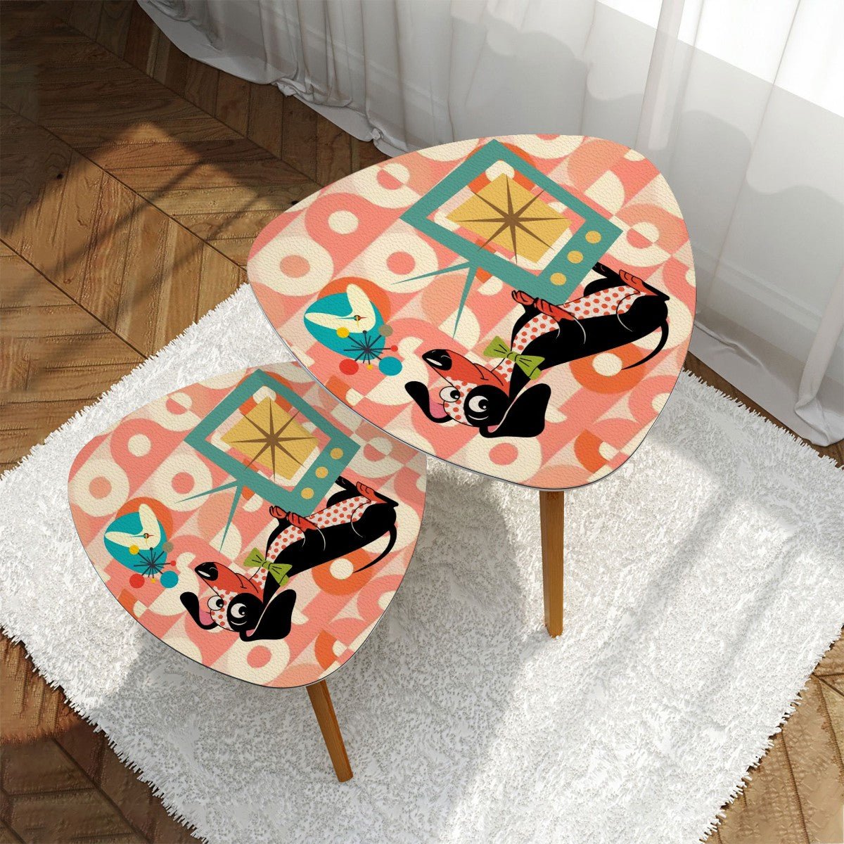 Kate McEnroe New York Atomic Dachshund Dog Nesting Tables, Mid Century Modern Retro DecorNesting TablesD7yZvgGpTj