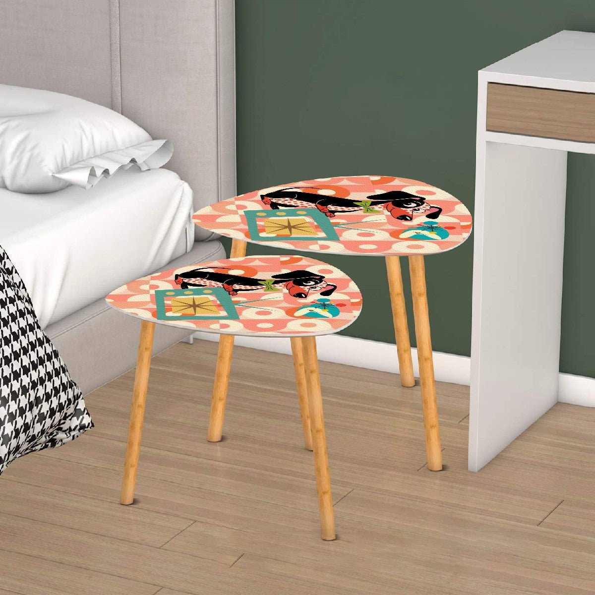 Kate McEnroe New York Atomic Dachshund Dog Nesting Tables, Mid Century Modern Retro DecorNesting TablesD7yZvgGpTj