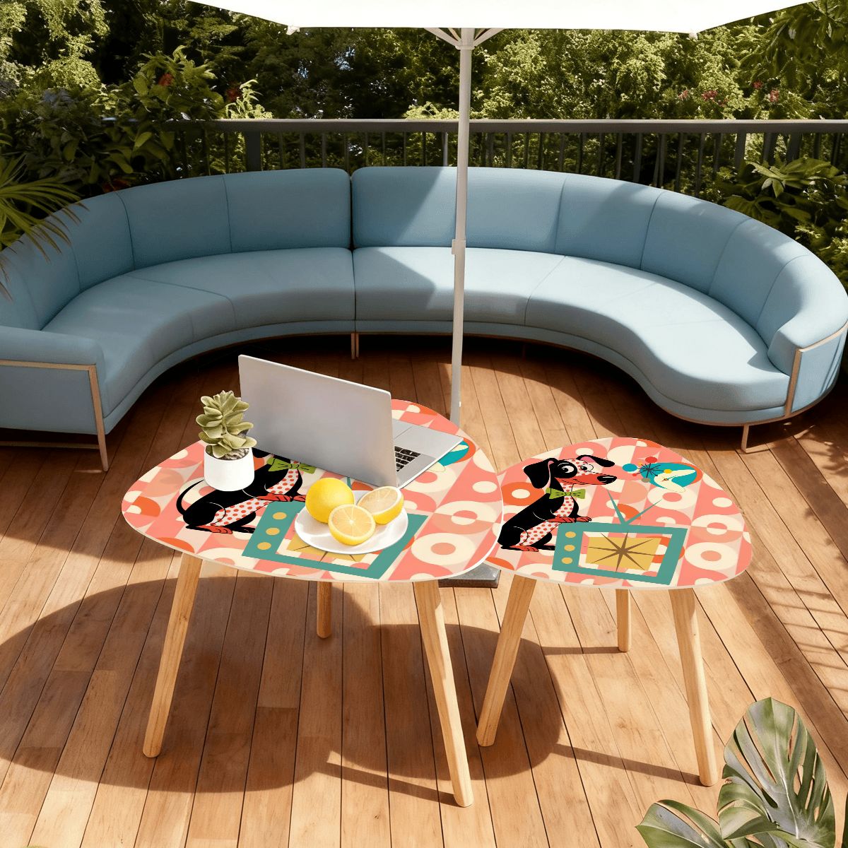 Kate McEnroe New York Atomic Dachshund Dog Nesting Tables, Mid Century Modern Retro DecorNesting TablesD7yZvgGpTj