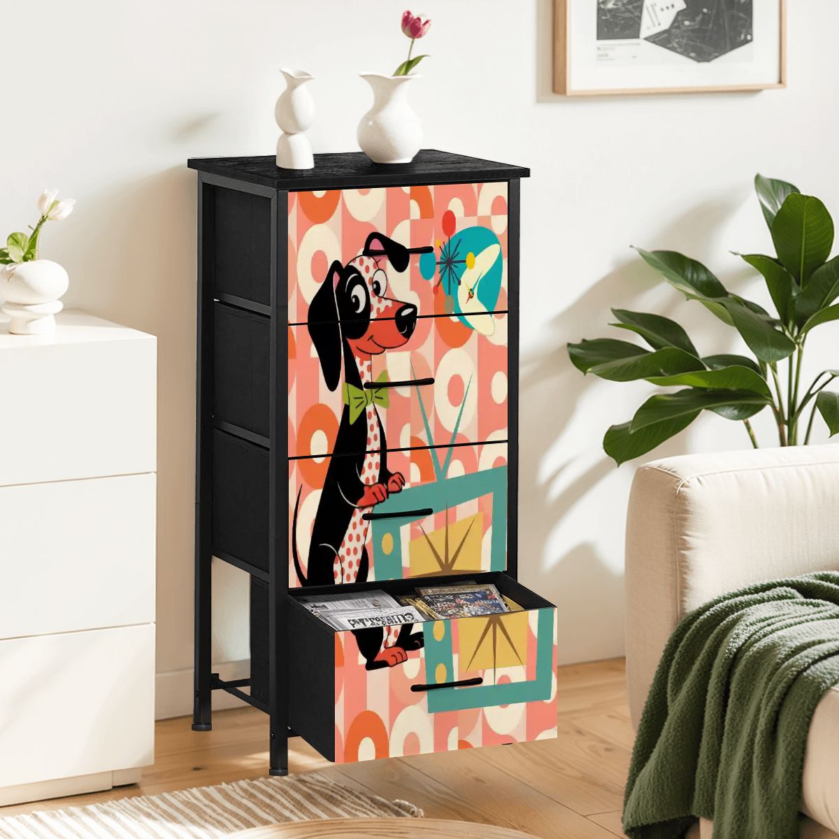 Kate McEnroe New York Atomic Dachshund Doxie Dog Dresser, Mid Century Modern Retro TV ChestDressers6pZNDFq4Wv