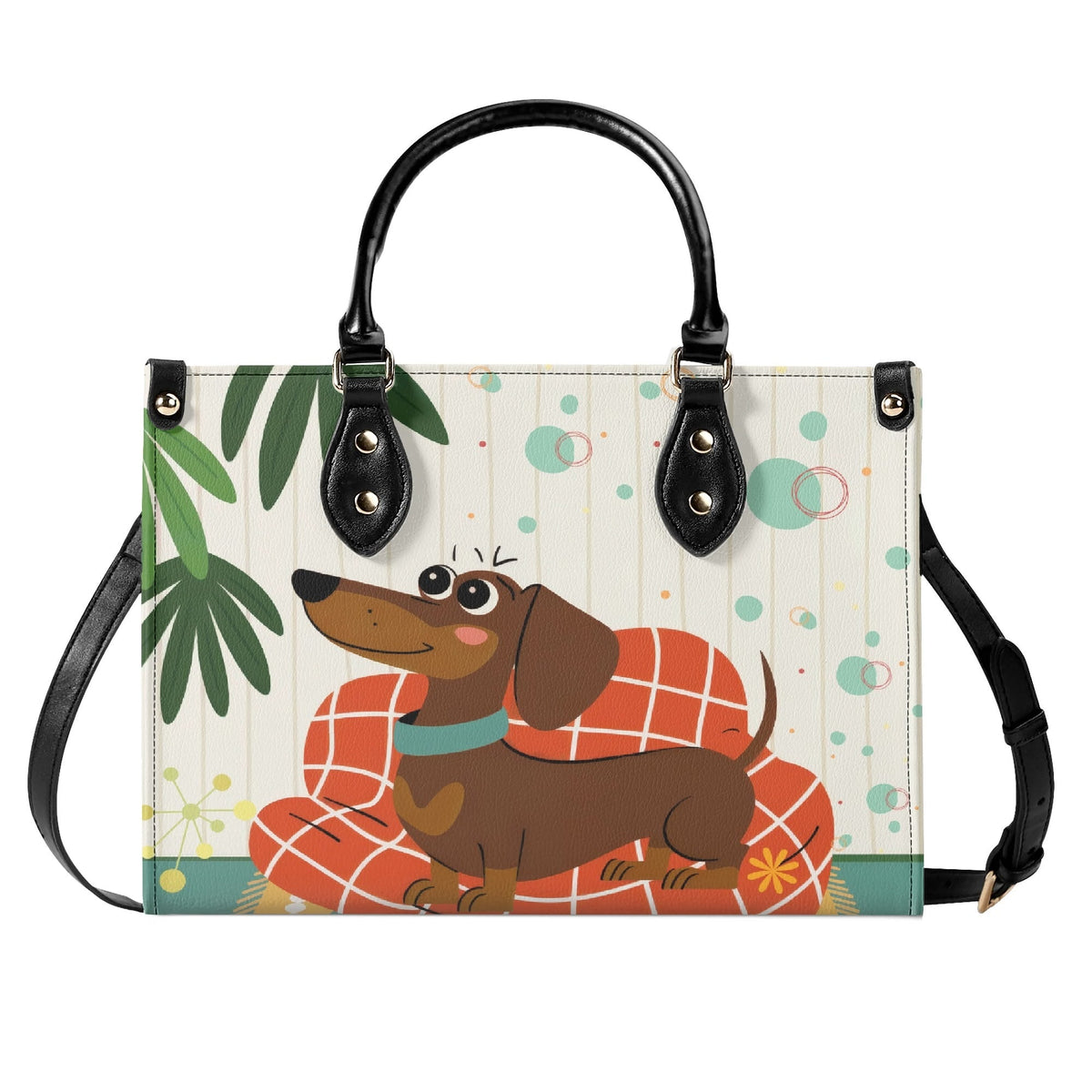 Kate McEnroe New York Atomic Dachshund Mid Century Modern Retro Satchel HandbagHandbagsNGZKP3PW-1