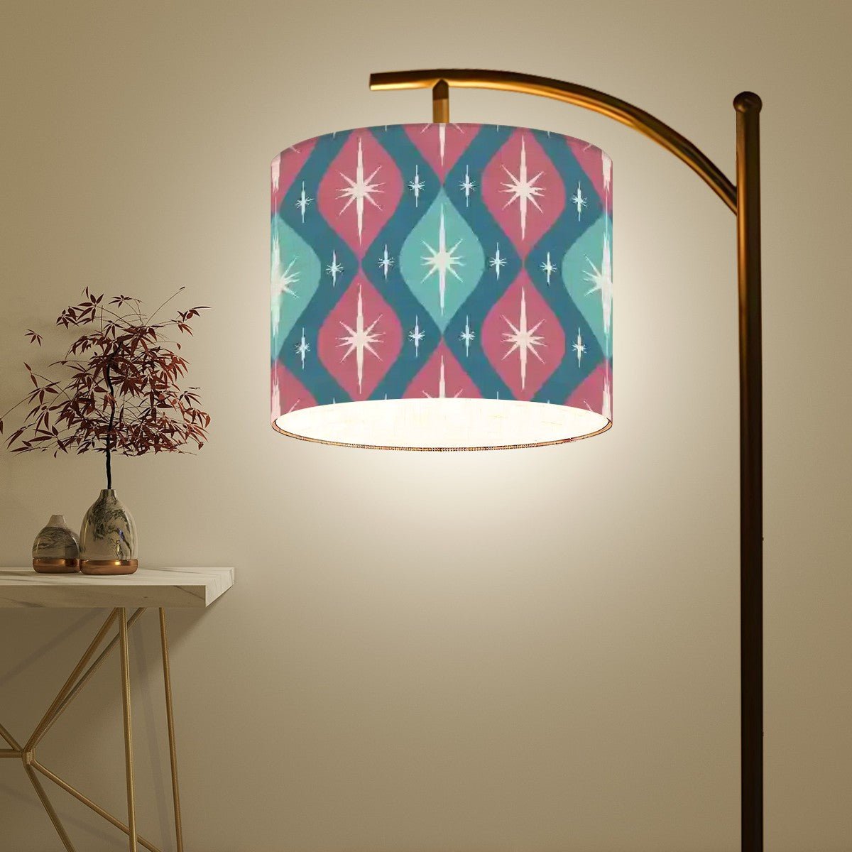 Kate McEnroe New York Atomic Diamond Starburst Arc Floor Lamp, Mid Century Modern Retro 50s Geometric Atomic Age LightingFloor LampsSUmqY4ewLa