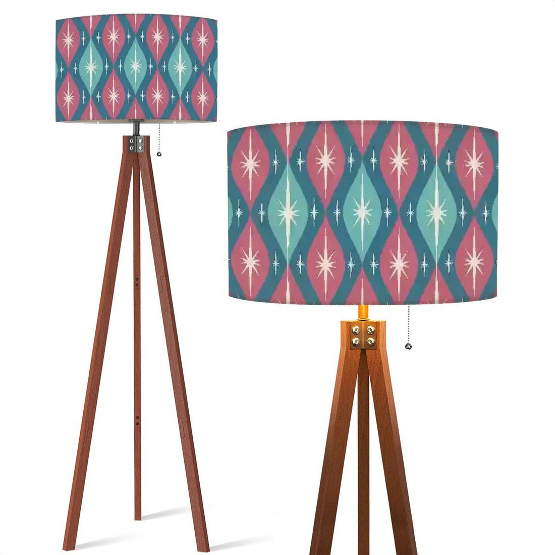 Kate McEnroe New York Atomic Diamond Starburst Tripod Floor Lamp, Mid Century Modern Retro 50s 50s Geometric Wood Accent LightFloor LampsrV7v5PWz57