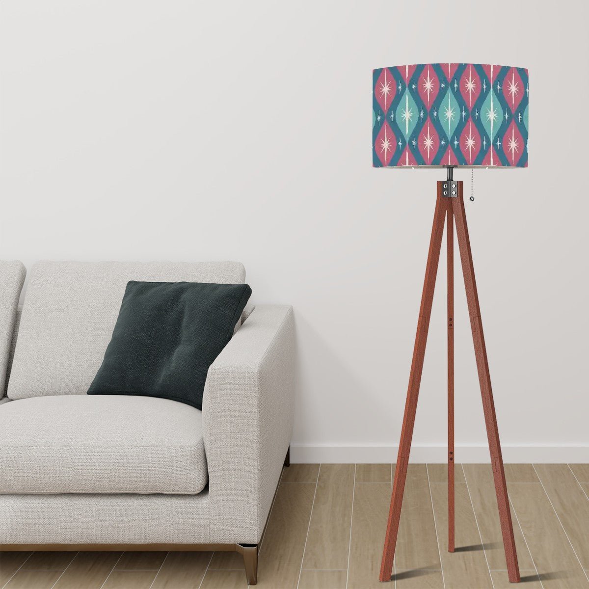 Kate McEnroe New York Atomic Diamond Starburst Tripod Floor Lamp, Mid Century Modern Retro 50s 50s Geometric Wood Accent LightFloor LampsrV7v5PWz57