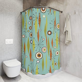 Kate McEnroe New York Atomic Diamond Starbursts Geometric Mid Century Modern Shower Curtain, Retro Aqua Blue, Orange, Lime Bath Curtain, 50s MCM Bathroom DecorShower CurtainsS40 - BAS - DIA - 7X7