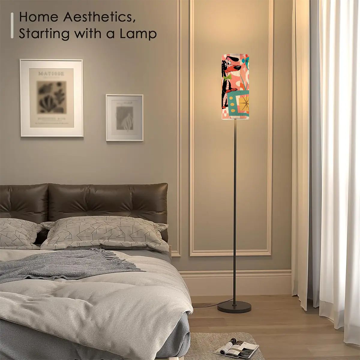 Kate McEnroe New York Atomic Doxie Dog Mid Century Modern Slim Floor Lamp, Retro Kitsch LightingSlim Floor LampswIHohxU69B