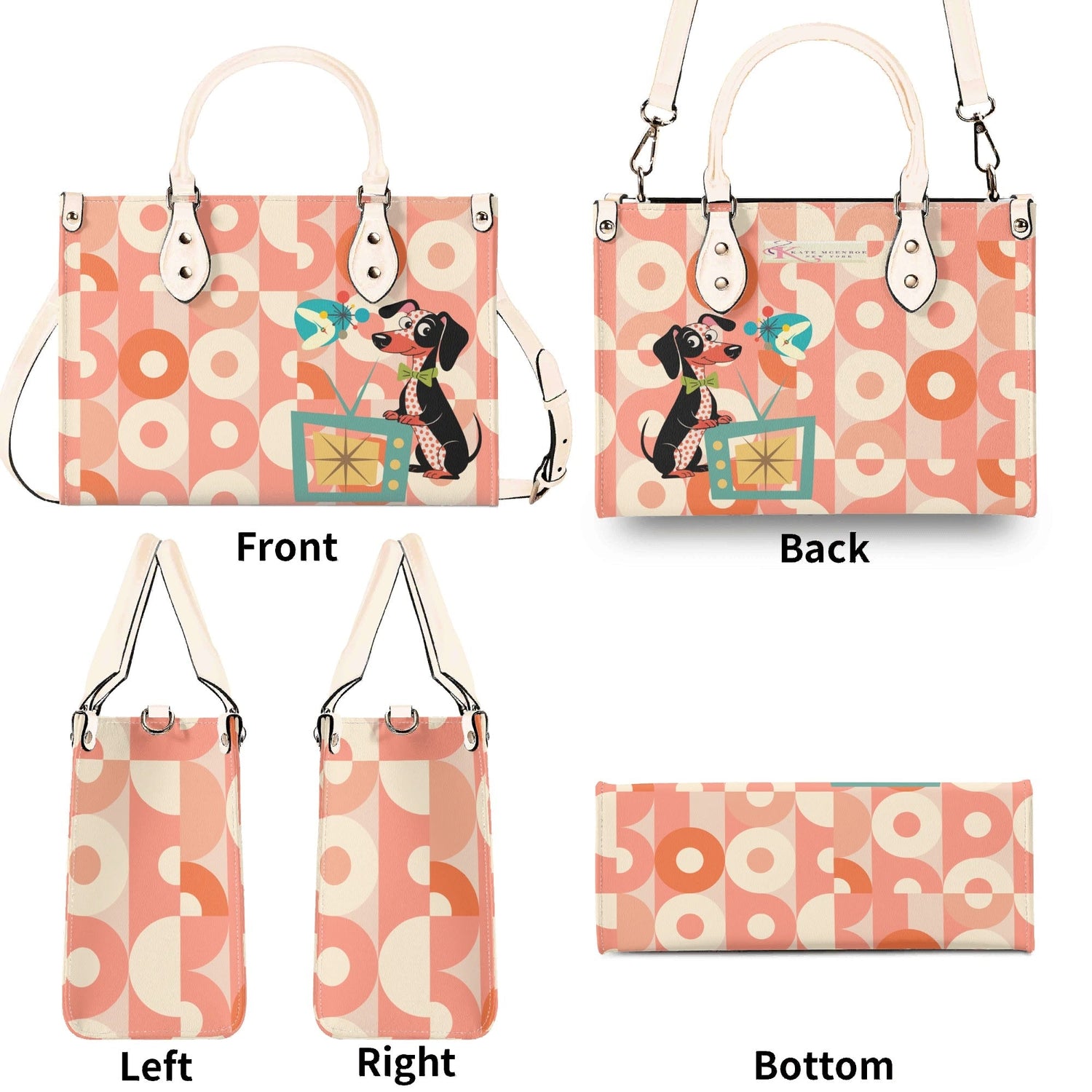 Kate McEnroe New York Atomic Doxie Dog, Retro Dachshund Handbag, Mid Century Modern 50s Kitsch Dog SatchelHandbagsNM6VLM6W - 1