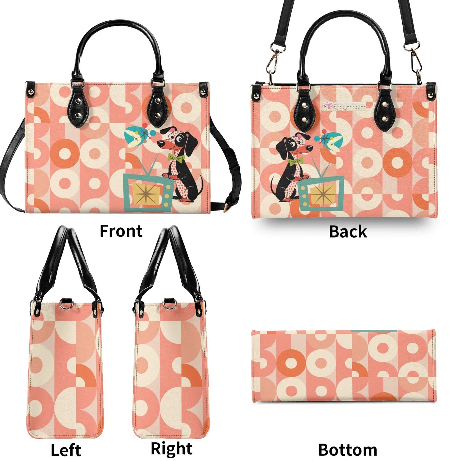 Kate McEnroe New York Atomic Doxie Dog, Retro Dachshund Handbag, Mid Century Modern 50s Kitsch Dog SatchelHandbagsNM6VLM6W - 1