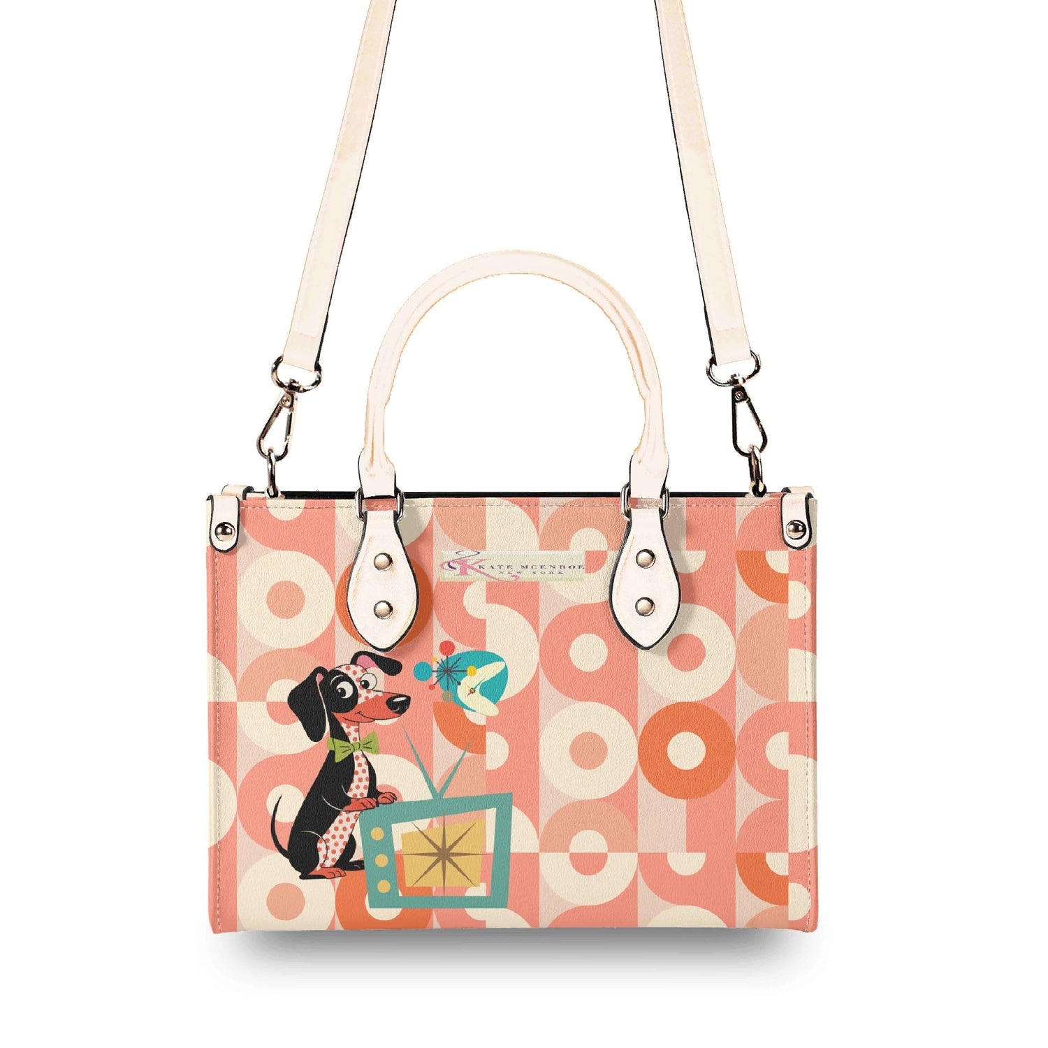 Kate McEnroe New York Atomic Doxie Dog, Retro Dachshund Handbag, Mid Century Modern 50s Kitsch Dog SatchelHandbagsNM6VLM6W - 1