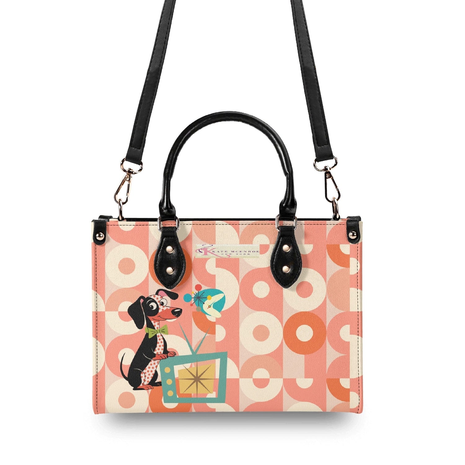 Kate McEnroe New York Atomic Doxie Dog, Retro Dachshund Handbag, Mid Century Modern 50s Kitsch Dog SatchelHandbagsNM6VLM6W - 1