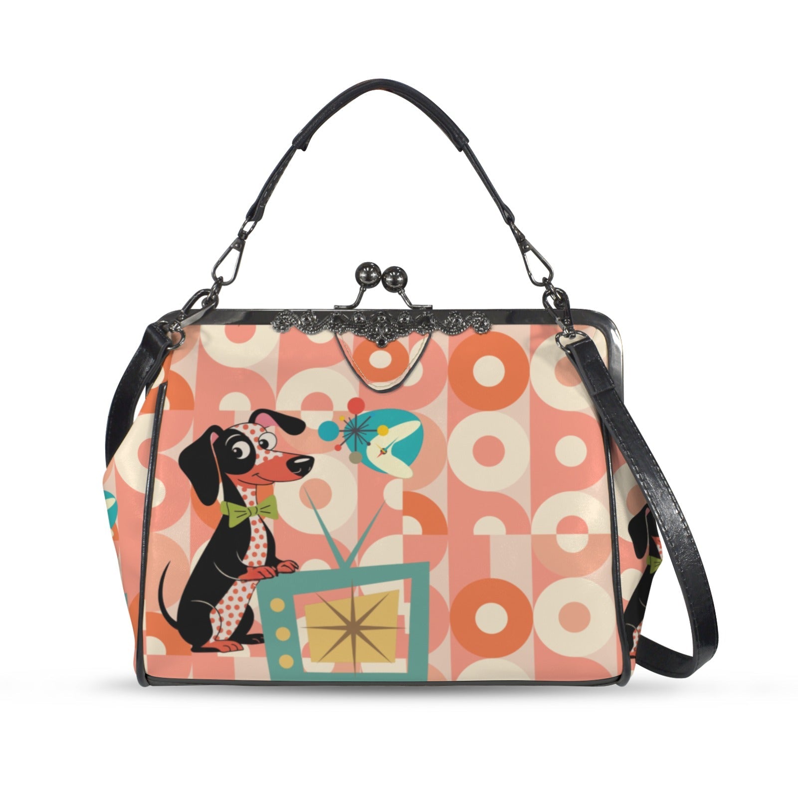 Kate McEnroe New York Atomic Doxie Mid Century Retro TV Crossbody Kisslock Starburst BagCrossbody BagsD3266655