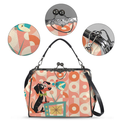 Kate McEnroe New York Atomic Doxie Mid Century Retro TV Crossbody Kisslock Starburst BagCrossbody BagsD3266655
