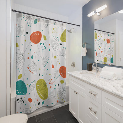 Kate McEnroe New York Atomic Floral Mid Century Modern Shower Curtain, Retro Geometric Bathroom DecorShower Curtains12877498985345557482