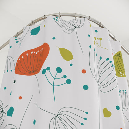 Kate McEnroe New York Atomic Floral Mid Century Modern Shower Curtain, Retro Geometric Bathroom DecorShower Curtains12877498985345557482