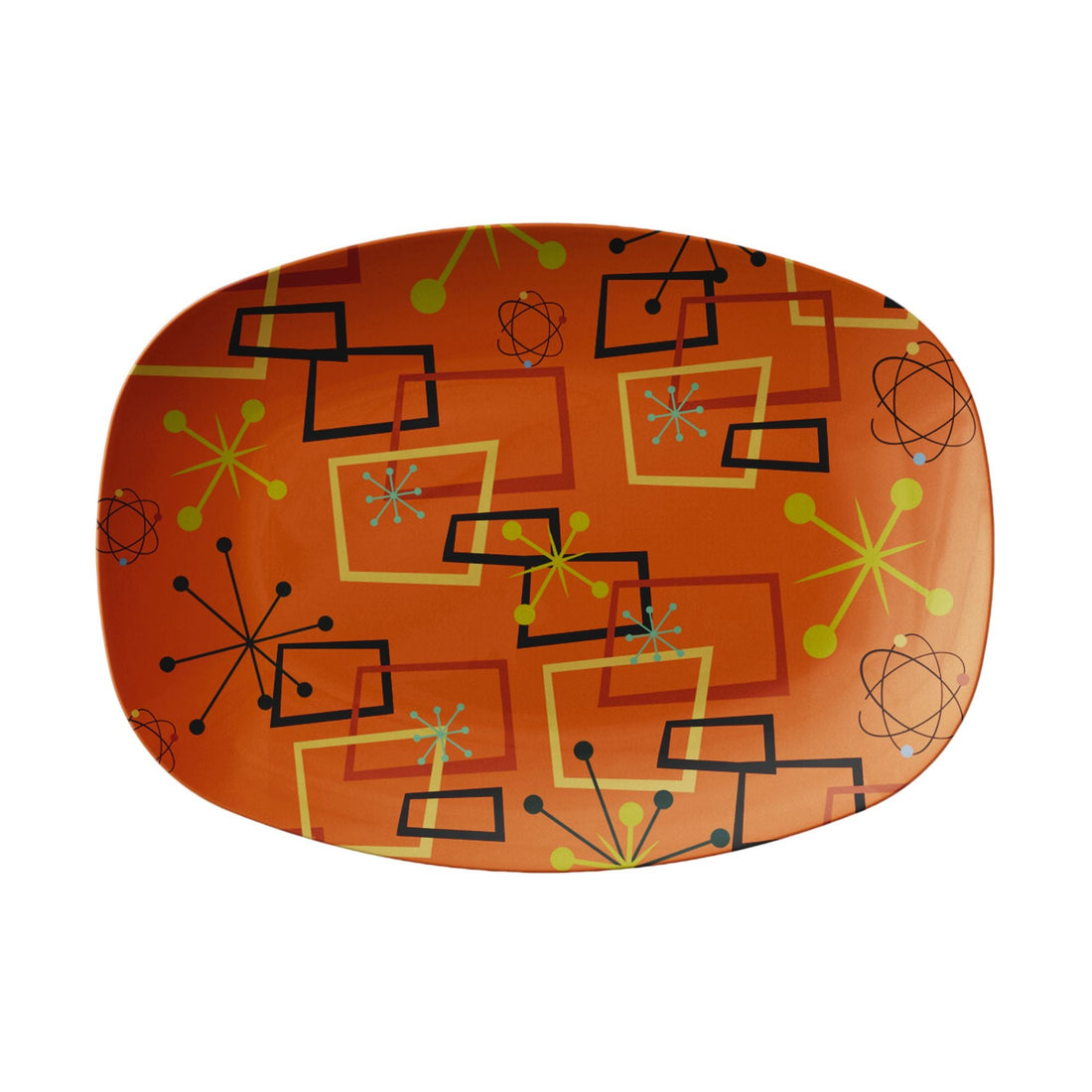 Kate McEnroe New York Atomic Geometric MCM Serving Platter, Retro Orange Starburst TrayServing PlattersATMGEO-PLTR-ORG