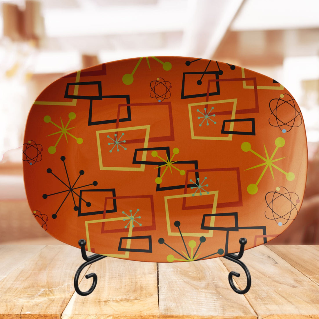 Kate McEnroe New York Atomic Geometric MCM Serving Platter, Retro Orange Starburst TrayServing PlattersATMGEO-PLTR-ORG-2