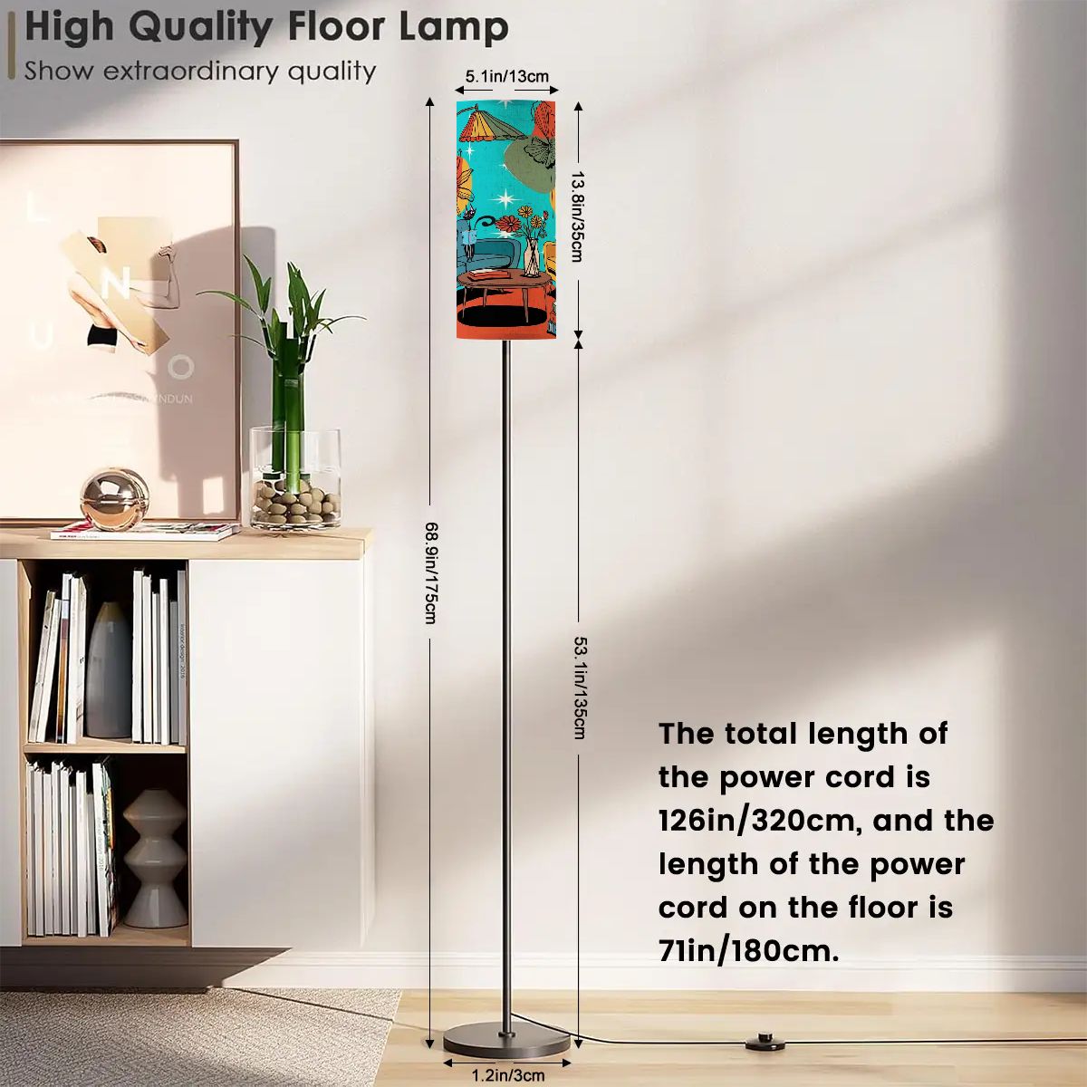 Kate McEnroe New York Atomic Kitsch Cat Cylinder Floor Lamp, Retro Mid Century Modern Lounge Light, MCM Starburst Reading LampFloor LampscHPzCSyDM0