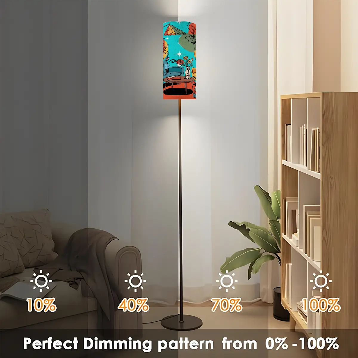 Kate McEnroe New York Atomic Kitsch Cat Cylinder Floor Lamp, Retro Mid Century Modern Lounge Light, MCM Starburst Reading LampFloor LampscHPzCSyDM0