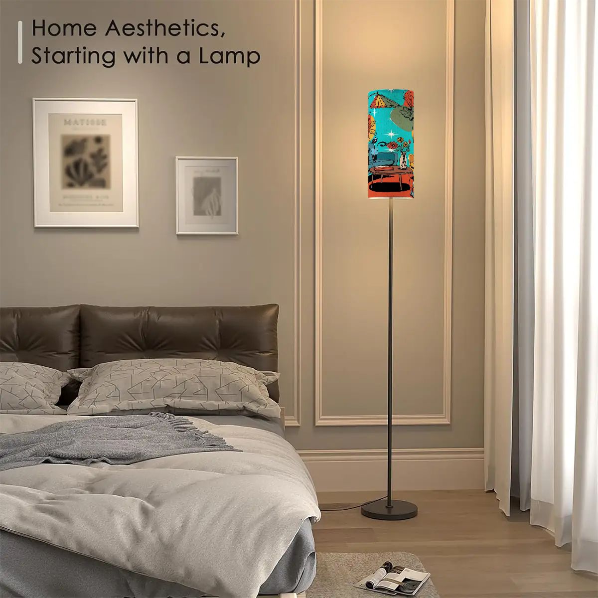 Kate McEnroe New York Atomic Kitsch Cat Cylinder Floor Lamp, Retro Mid Century Modern Lounge Light, MCM Starburst Reading LampFloor LampscHPzCSyDM0