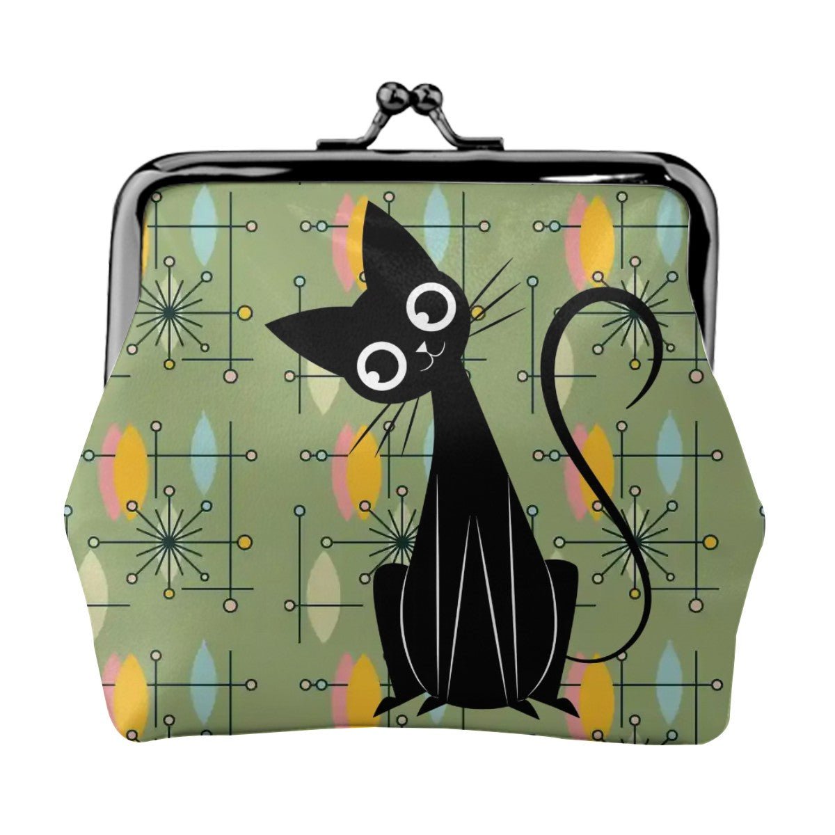 Kate McEnroe New York Atomic Kitsch Cat Kiss Lock Coin Purse, Retro Mid Century Modern StarburstCoin Purses4mXnDQxANa