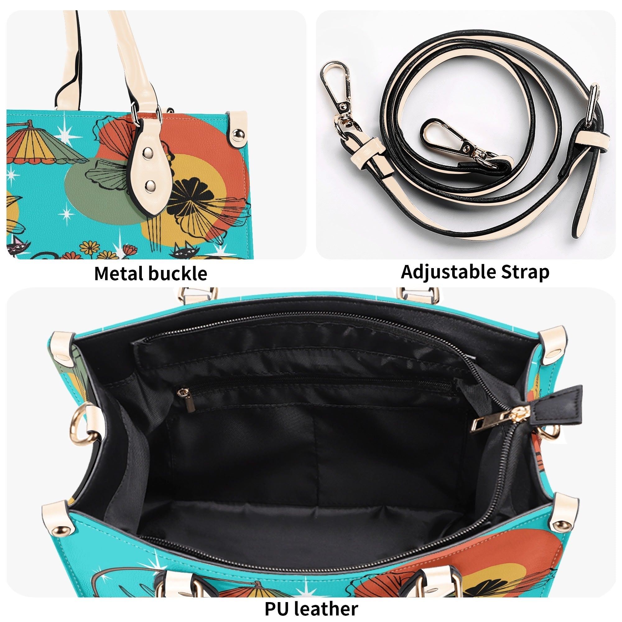 Kate McEnroe New York Atomic Kitsch Cat Lounge Satchel, Retro Mid Century Modern Purse, MCM Bookish Mod Bag, 50s Starburst HandbagHandbagsNVO31DMY - 1