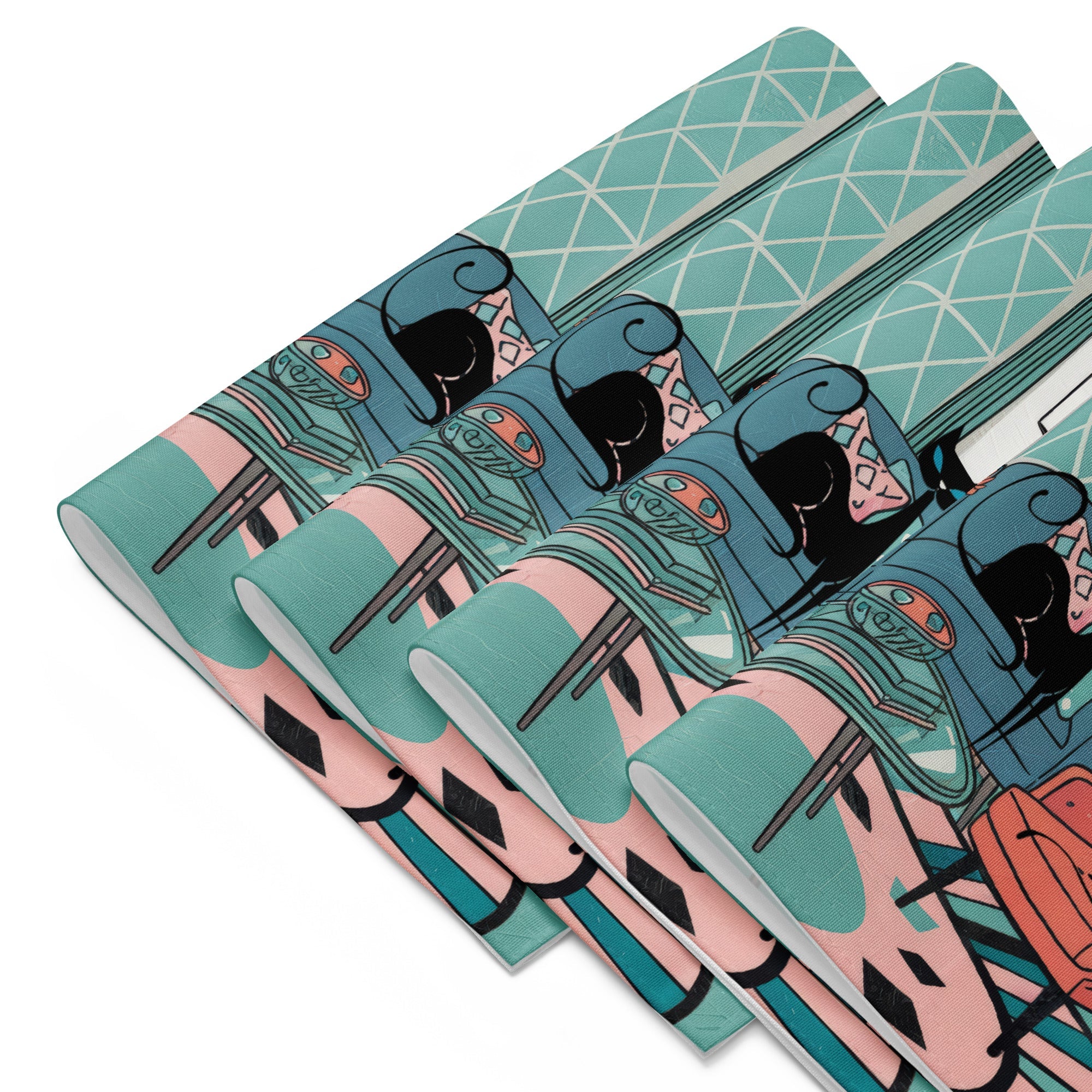 Kate McEnroe New York Atomic Kitsch Cat MCM Lounge, Mid Century Modern Retro Placemats Set of 4Placemats3548152_17484