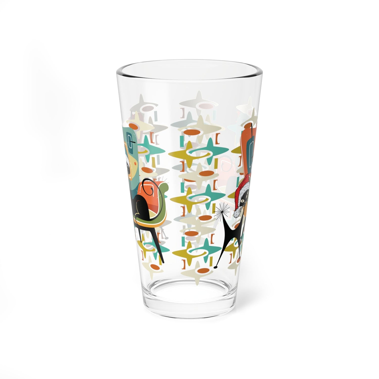 Kate McEnroe New York Atomic Kitsch Cat Mid Century Modern Christmas Pint GlassPint Glasses10423543495220992998