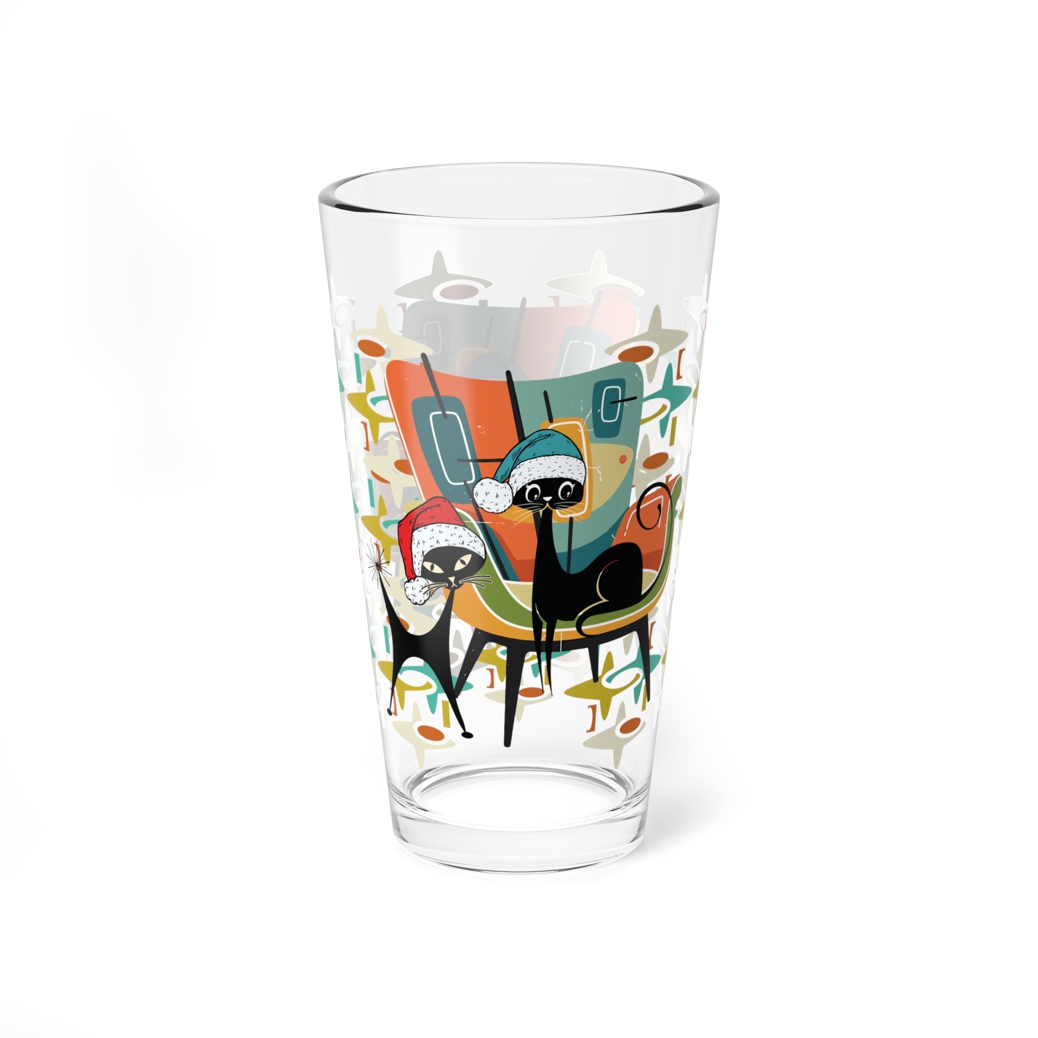 Kate McEnroe New York Atomic Kitsch Cat Mid Century Modern Christmas Pint GlassPint Glasses10423543495220992998