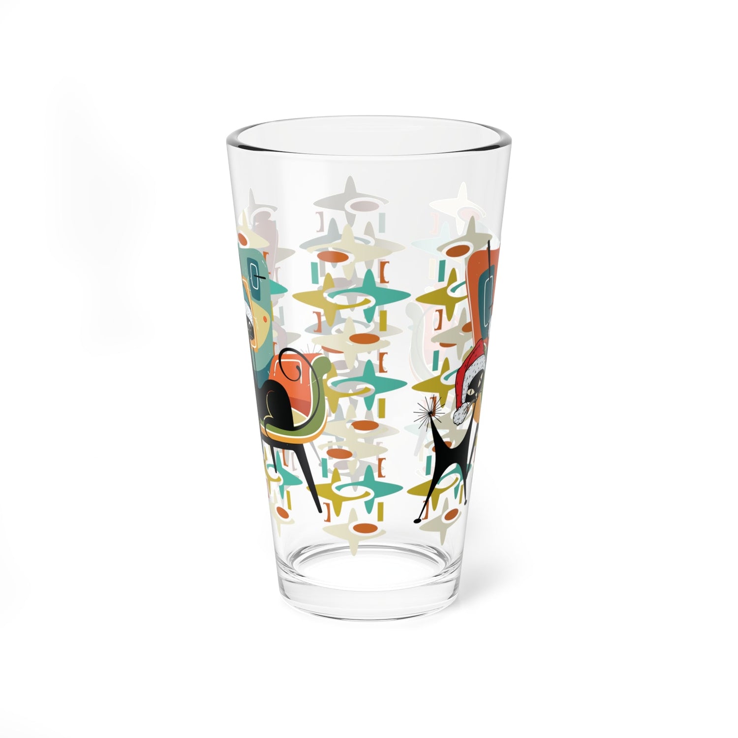 Kate McEnroe New York Atomic Kitsch Cat Mid Century Modern Christmas Pint GlassPint Glasses10423543495220992998
