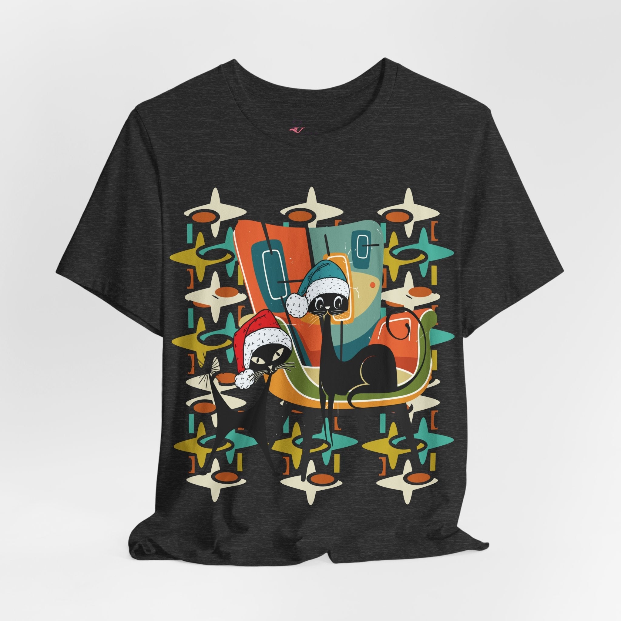 Kate McEnroe New York Atomic Kitsch Cat Mid Century Modern Christmas T-ShirtT-Shirts18312172418149705020
