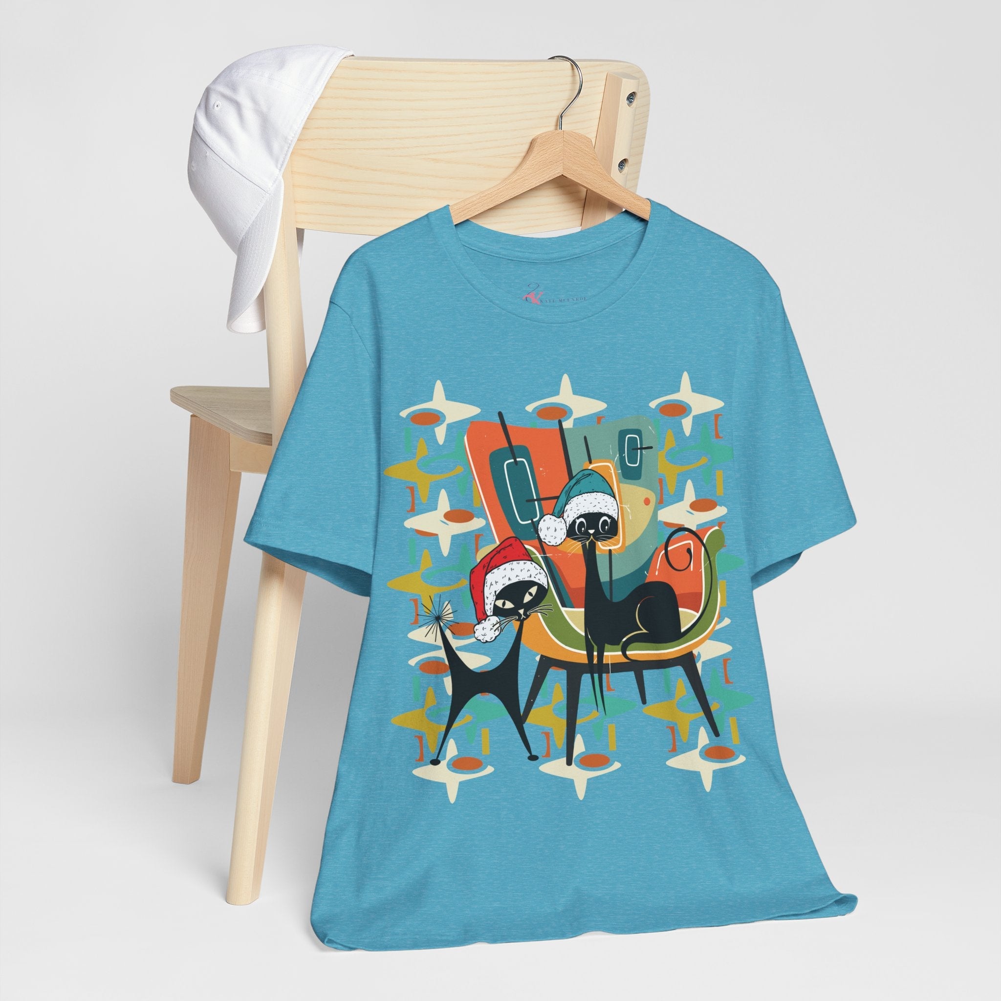 Kate McEnroe New York Atomic Kitsch Cat Mid Century Modern Christmas T-ShirtT-Shirts23150618291471869618
