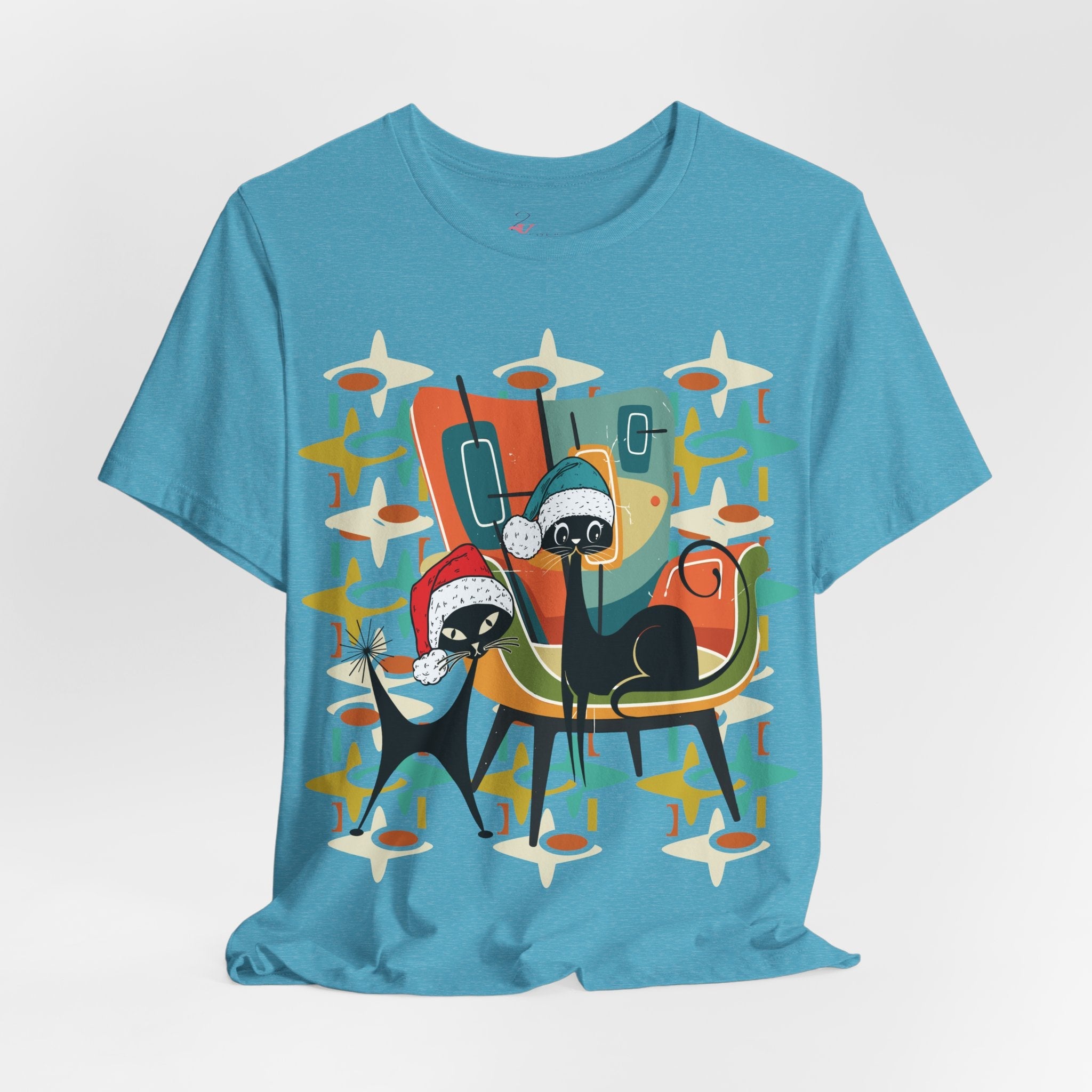 Kate McEnroe New York Atomic Kitsch Cat Mid Century Modern Christmas T-ShirtT-Shirts23150618291471869618
