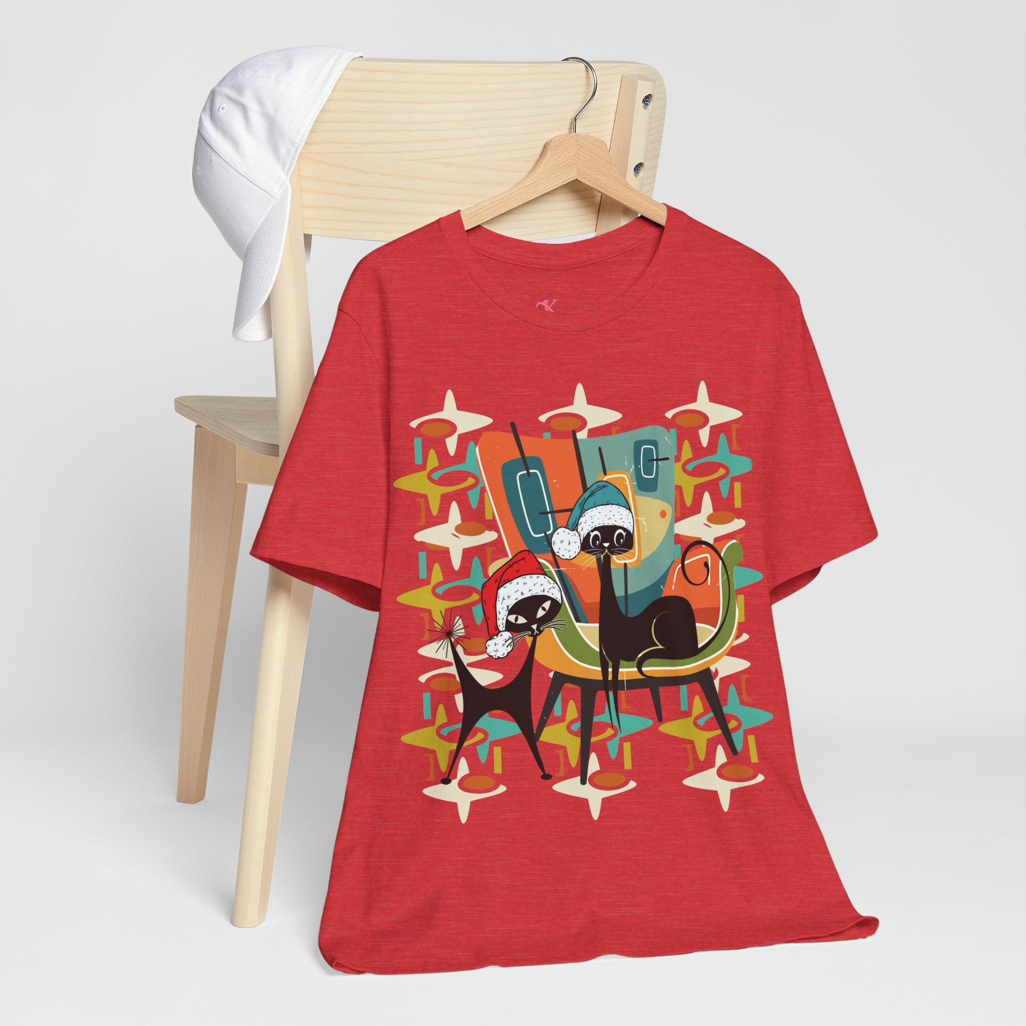 Kate McEnroe New York Atomic Kitsch Cat Mid Century Modern Christmas T-ShirtT-Shirts23150618291471869618