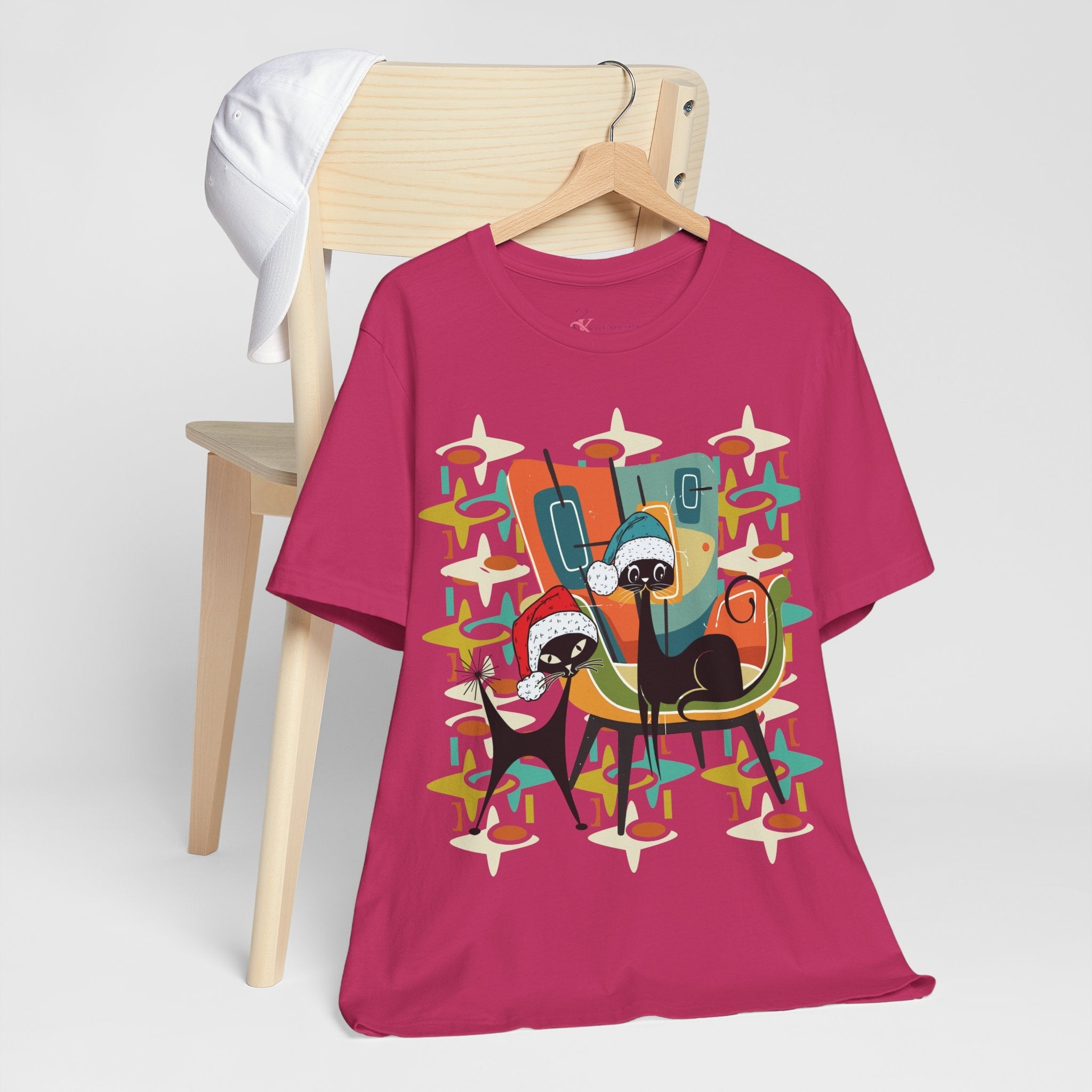 Kate McEnroe New York Atomic Kitsch Cat Mid Century Modern Christmas T-ShirtT-Shirts23150618291471869618
