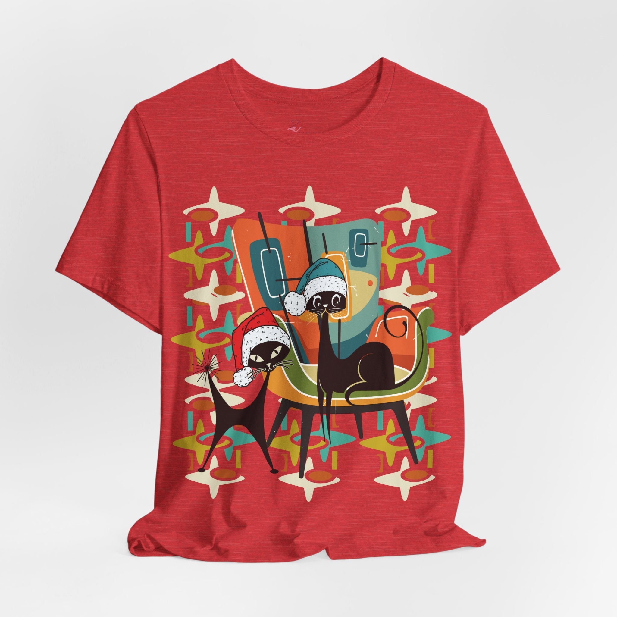 Kate McEnroe New York Atomic Kitsch Cat Mid Century Modern Christmas T-ShirtT-Shirts33642625160252453253