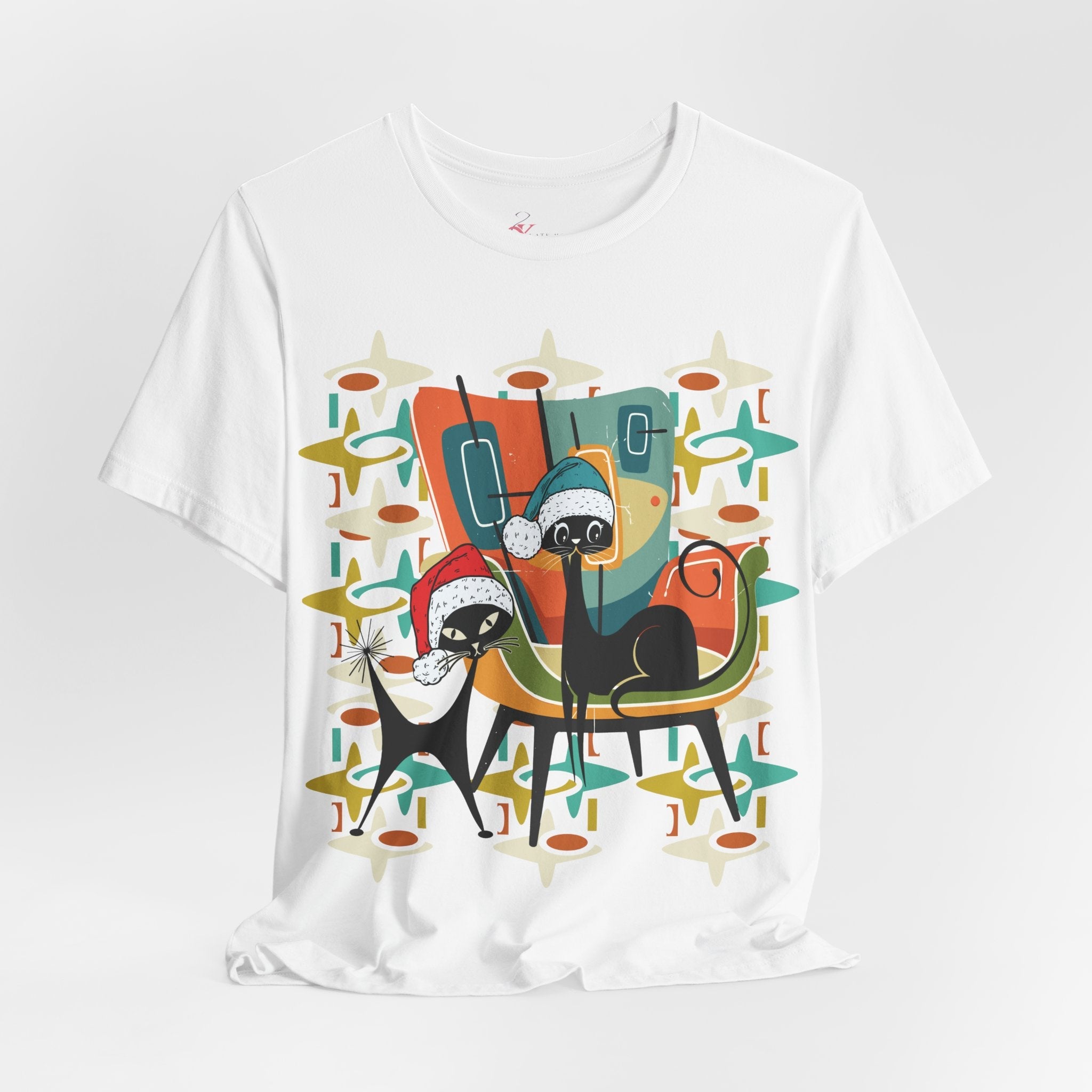 Kate McEnroe New York Atomic Kitsch Cat Mid Century Modern Christmas T-ShirtT-Shirts33764963923009074791