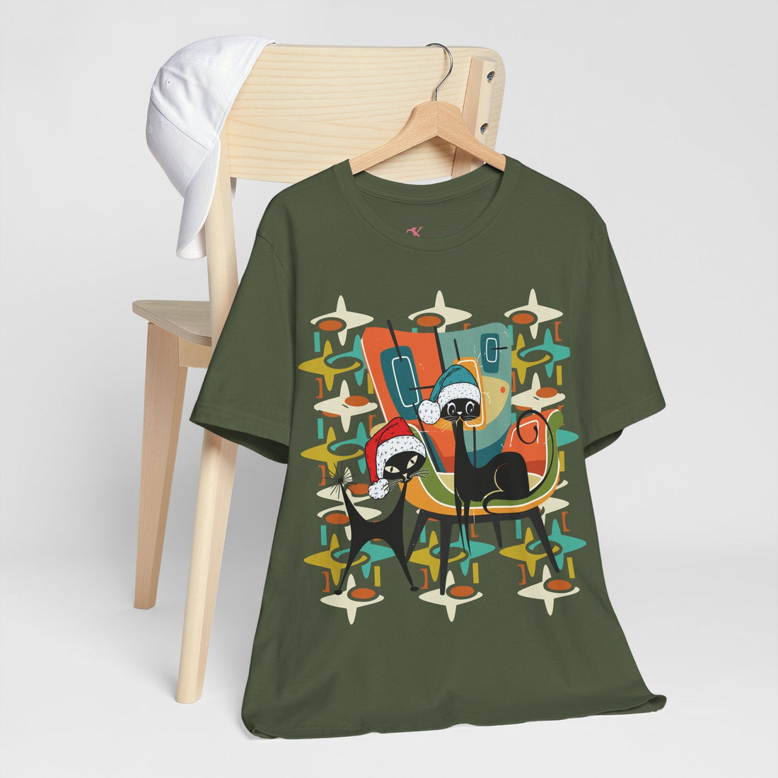 Kate McEnroe New York Atomic Kitsch Cat Mid Century Modern Christmas T-ShirtT-Shirts68563610978297082703