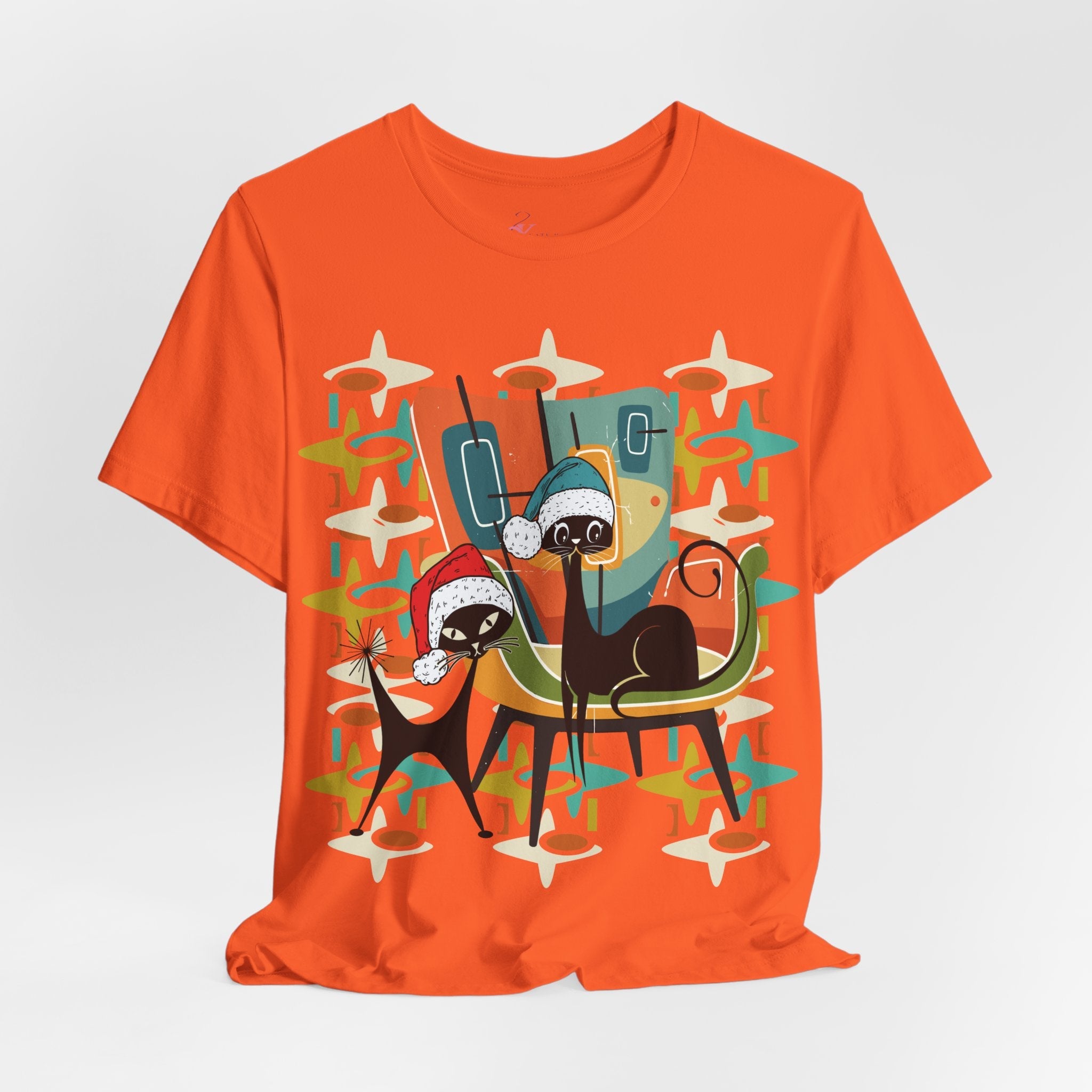 Kate McEnroe New York Atomic Kitsch Cat Mid Century Modern Christmas T-ShirtT-Shirts76966639573678223905