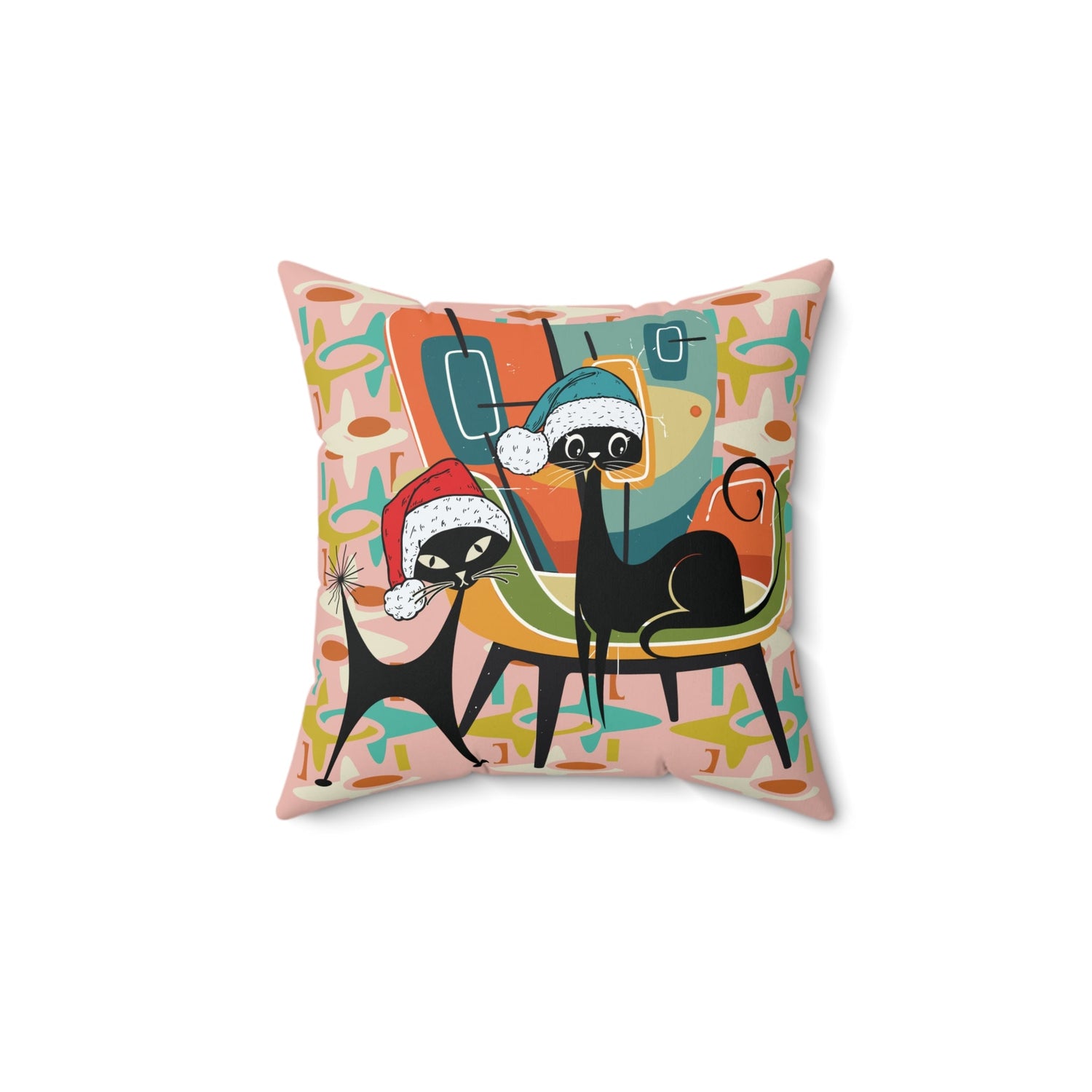 Kate McEnroe New York Atomic Kitsch Cat Mid Century Modern Christmas Throw PillowThrow Pillows24270015943797696965