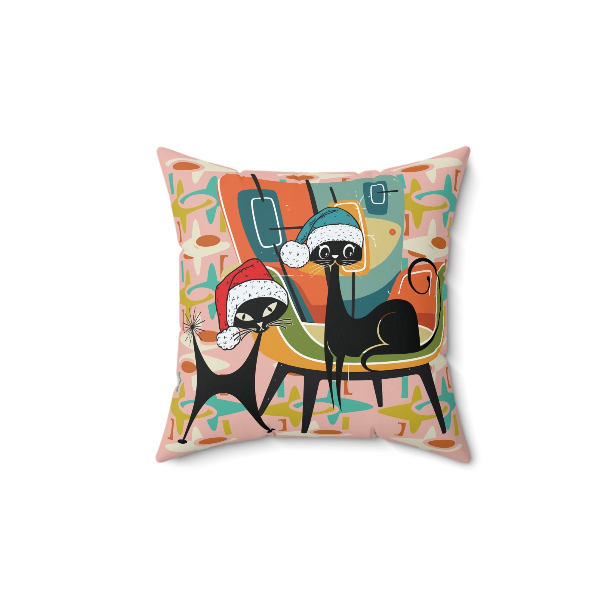 Kate McEnroe New York Atomic Kitsch Cat Mid Century Modern Christmas Throw PillowThrow Pillows24270015943797696965